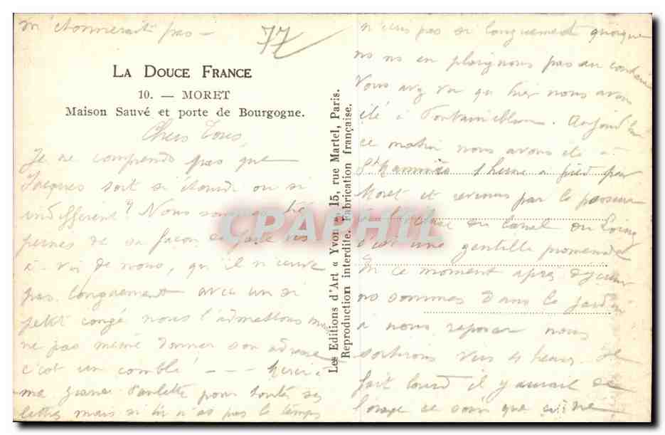 Moret sur Loing - Maison Sauveet Porte de Bourgogne - CPA  — Rückseite