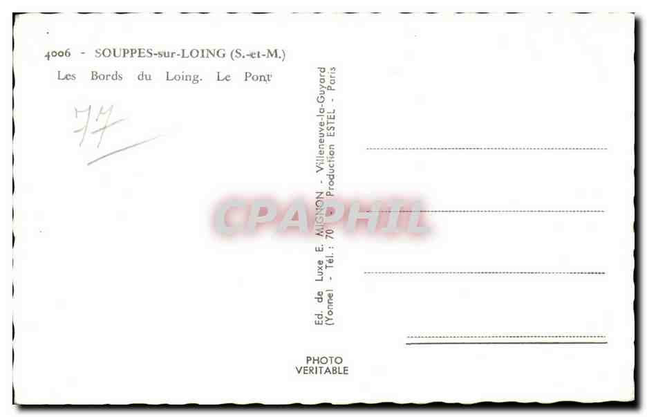 CPSM Souppes sur Loing Les bords du Loing Le pont — Rückseite