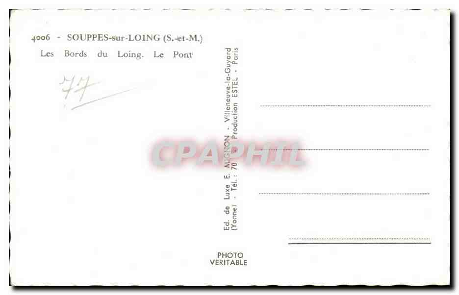 CPSM Souppes sur Loing Les bords du Loing Le pont  — Rückseite