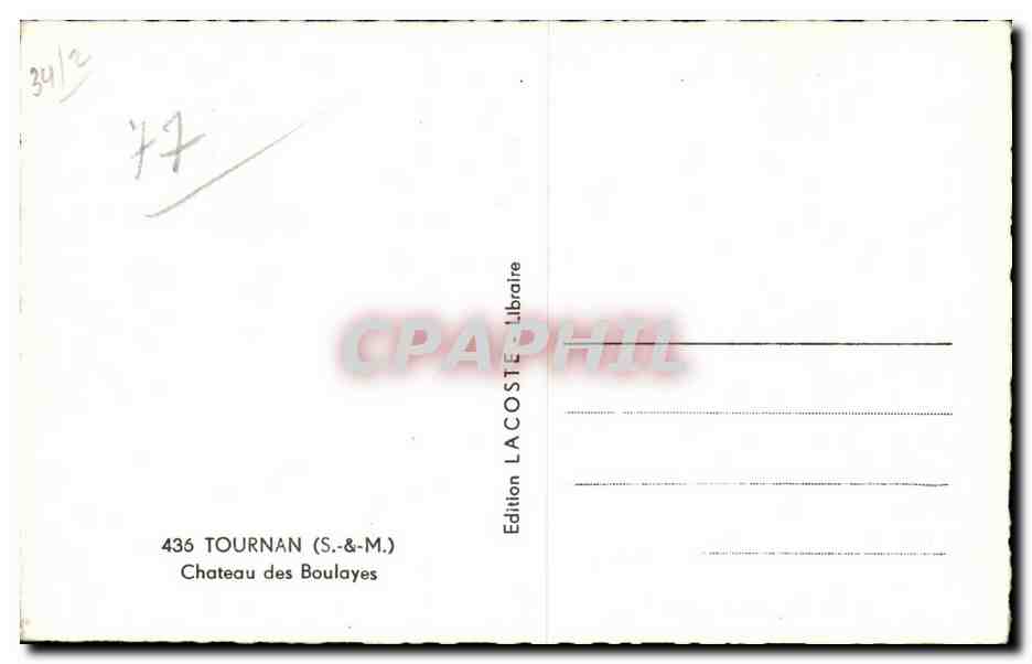 CPA Tournan en Brie Chateau des Boulayes  — Rückseite