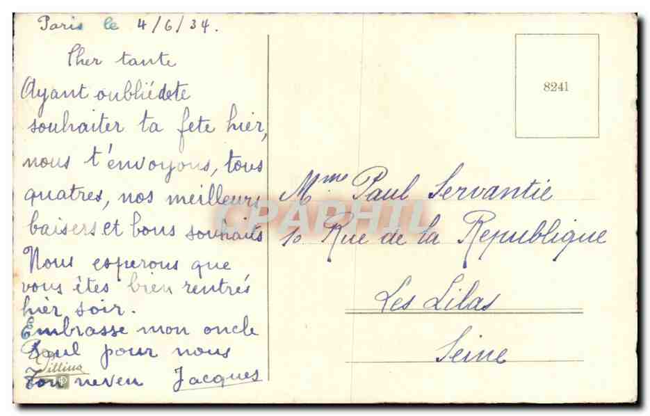 CPA Fantaisie Fleurs Fer a cheval Bonne fete — Verso
