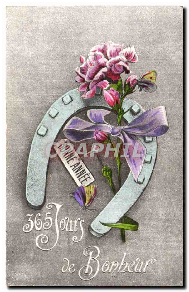 CPA Fantaisie Fleurs Bonne annee 365 jours de bonheur