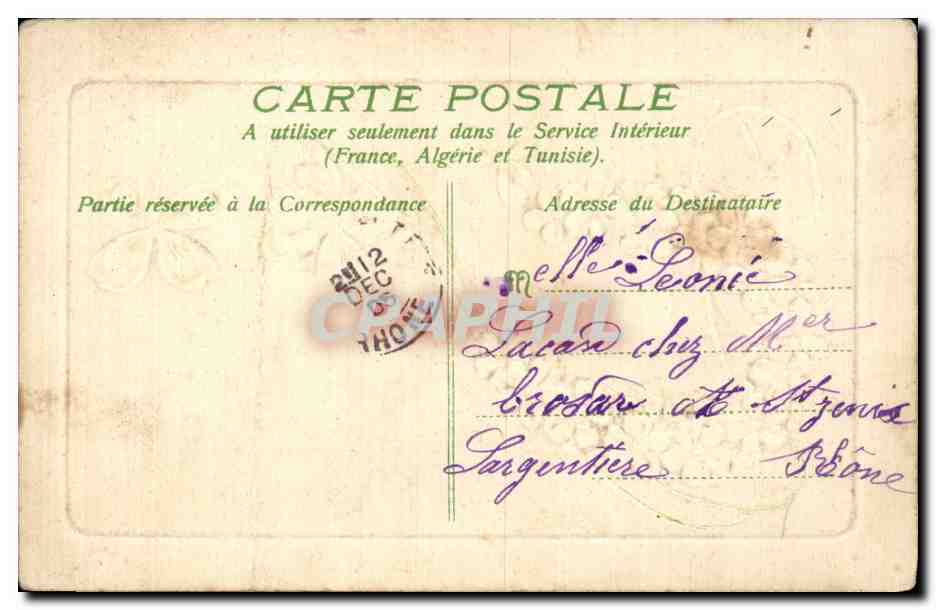 CPA Fantaisie Fleurs Trefles Souvenir affectueux — Rückseite