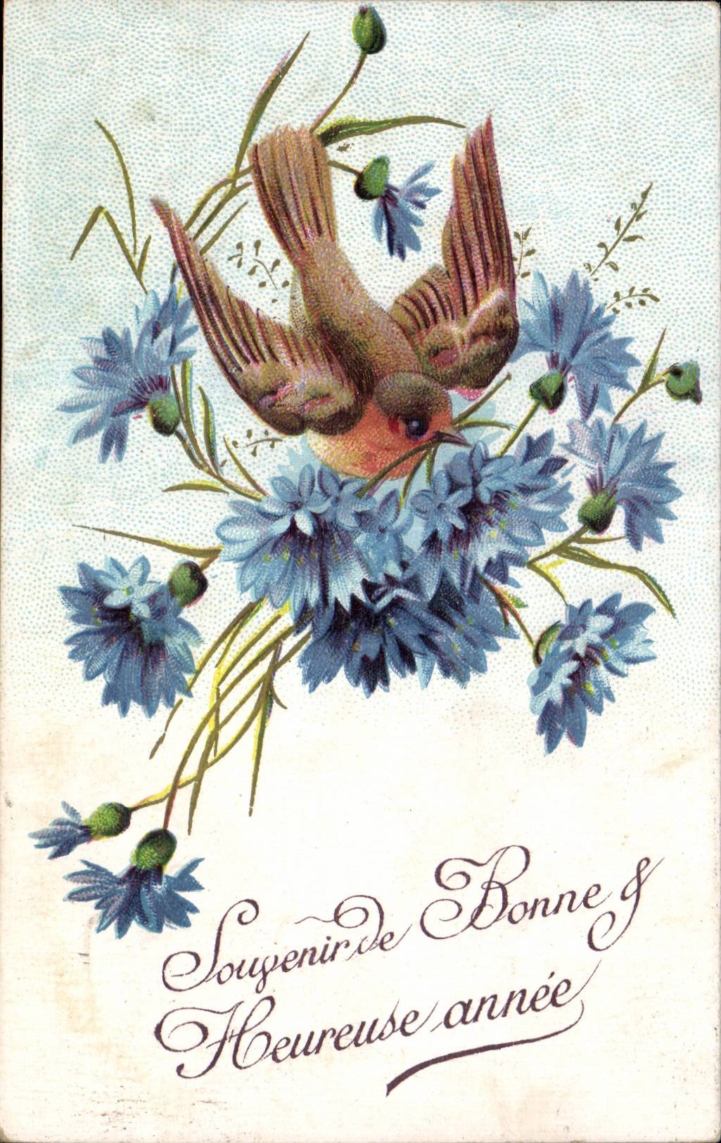 CPA Fantaisie Fleurs Souvenir de bonne et heureuse annee 