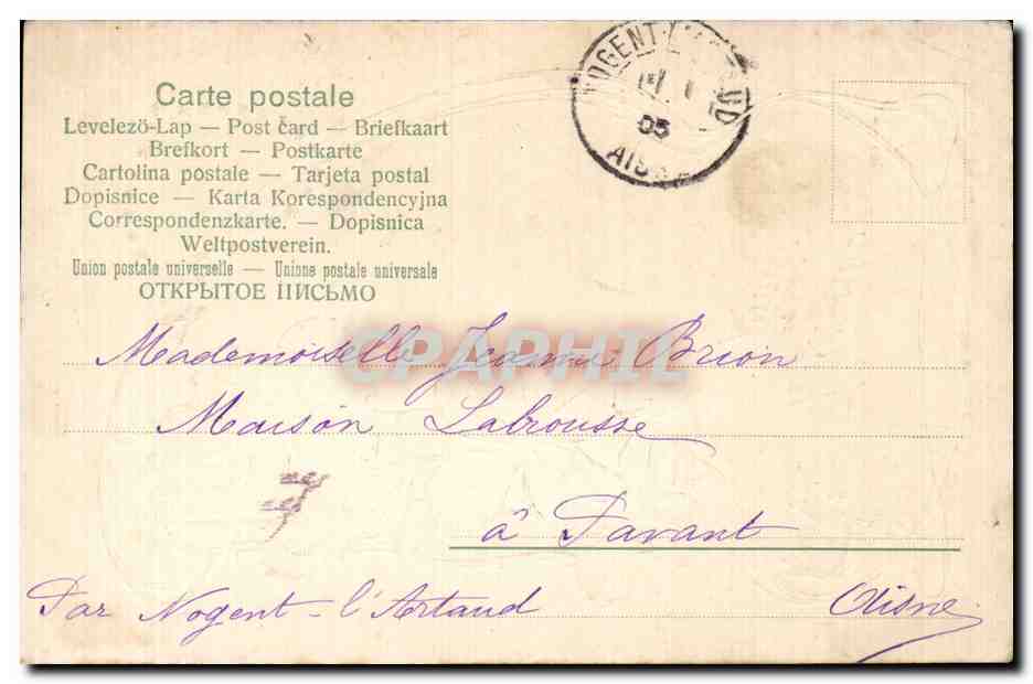 CPA Fantaisie Fleurs Heureuse annee Cochon pig — Rückseite