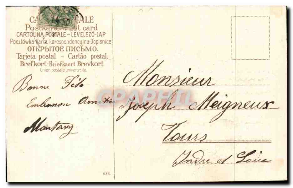 CPA Fantaisie Fleurs Carosse Colombe  — Verso