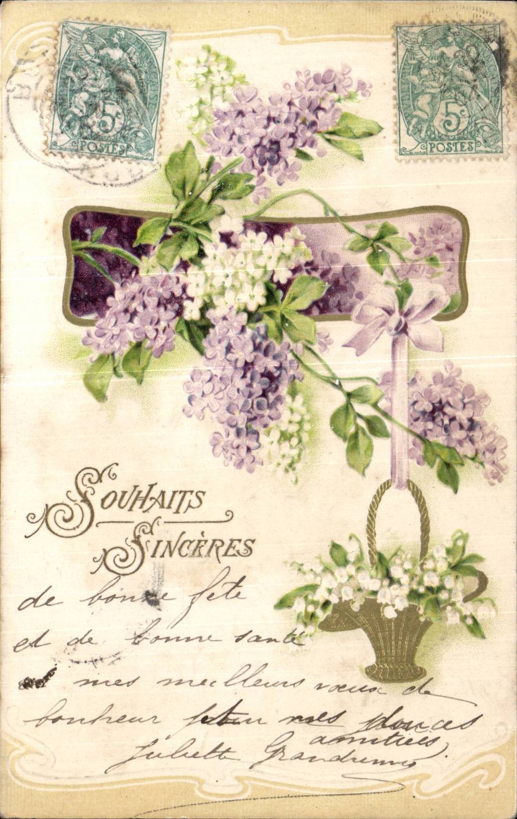 CPA Fantaisie Fleurs Souhaits sinceres