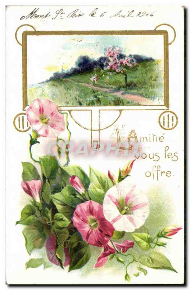 CPA Fantaisie Fleurs L amitie vous les offre