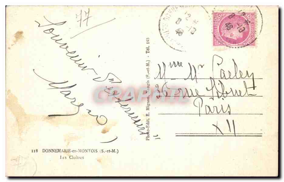 Donnemarie en Montois - Les Cloitres - CPA  — Back