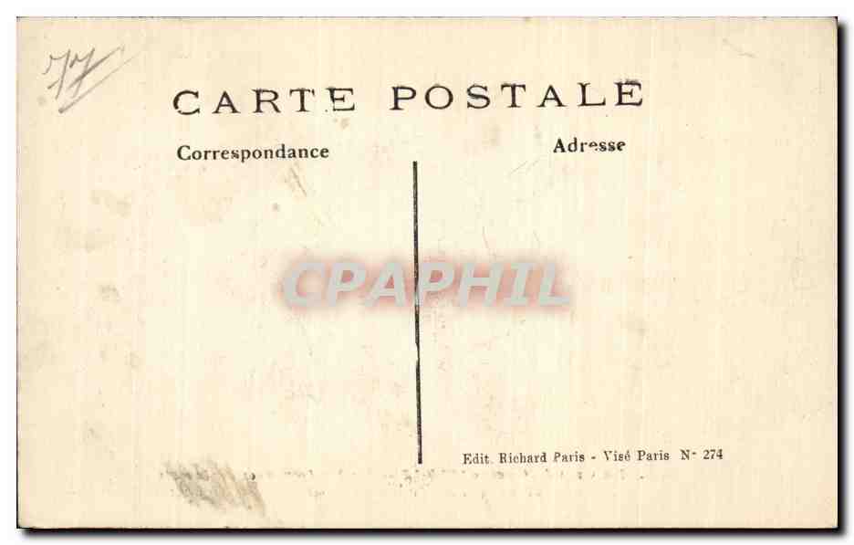 Tombes Françaises sur la route de Varreddes à Barcy (S.-et-M.) — La Grande Guerre 1914-15 — Éditeur A.R. N° 274 — Verso
