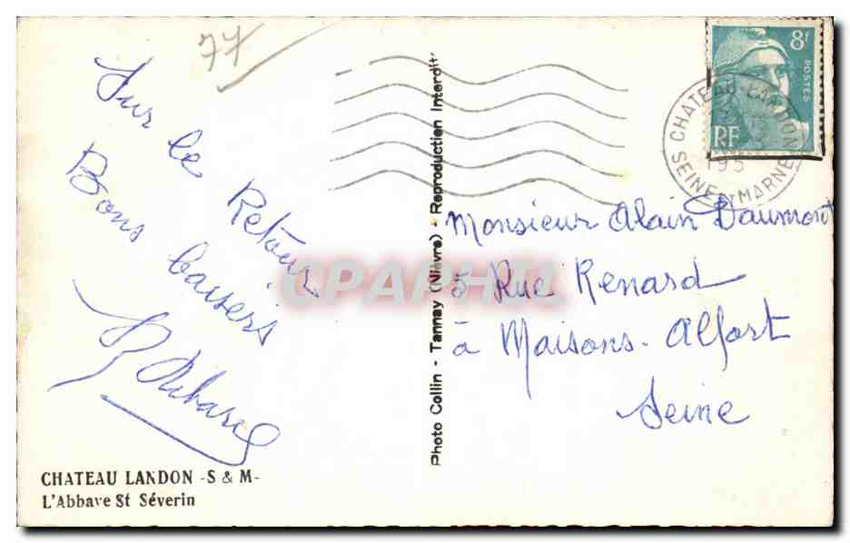 CPA Chateau Landon L abbaye St Severin  — Back