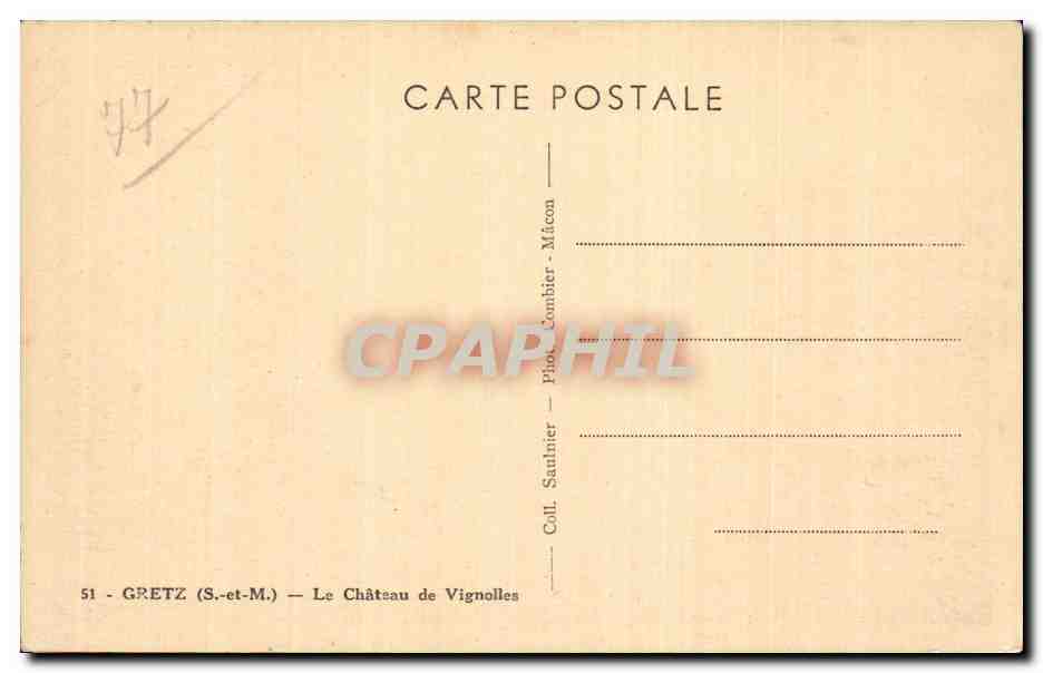 CPA Gretz Le chateau de Vignolles — Verso