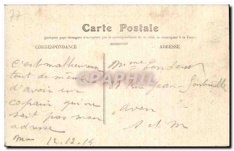 CPA Chaumes en Brie Chateau de la Plumasserie  — Rückseite