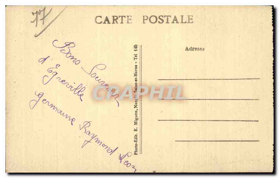 CPA Egreville Chateau de Massenet vu des fosses — Rückseite