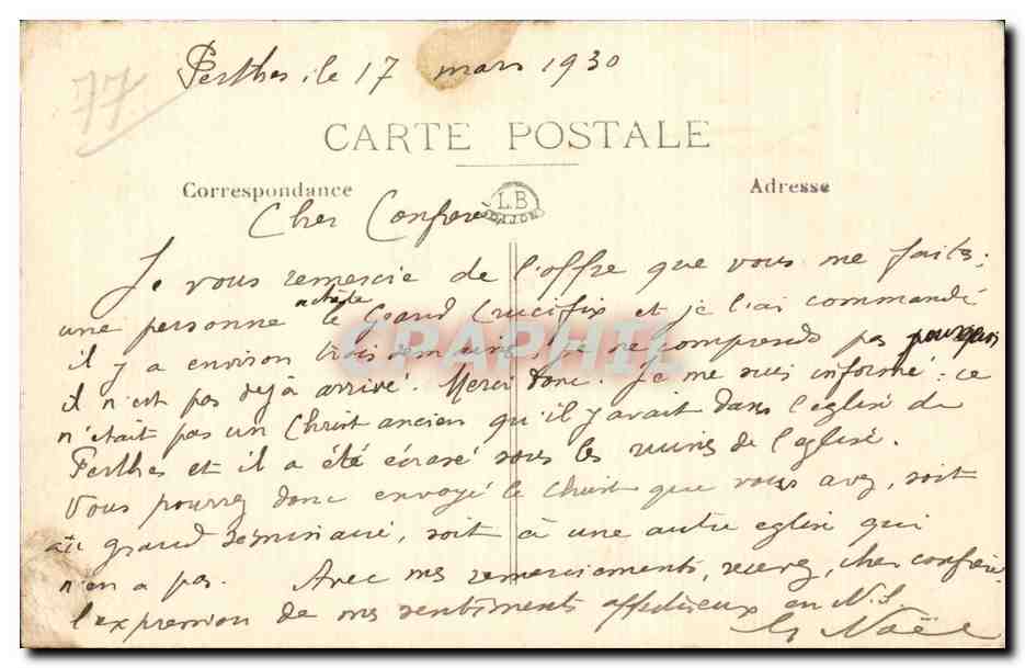 CPA Perthes Cimetiere (12 octobre 1918) — Rückseite