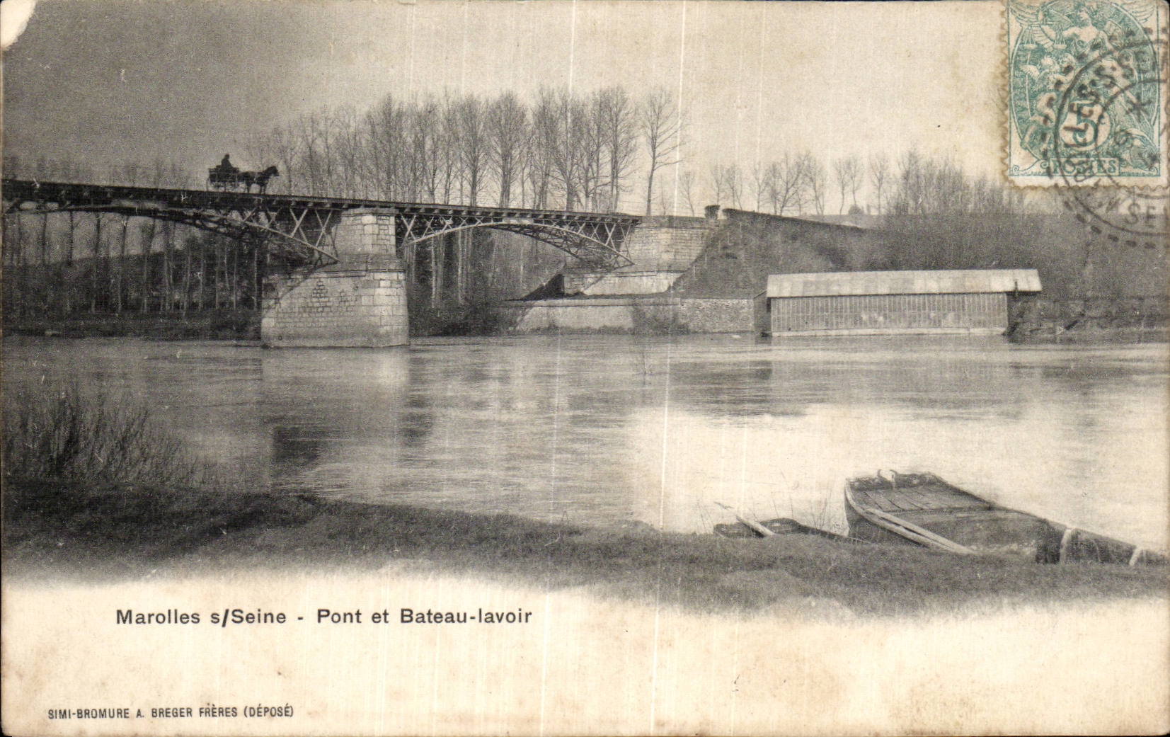 Marolles s/Seine - Pont et Bateau-lavoir — SIMI-BROMURE A. BREGER FRÈRES (DÉPOSÉ)