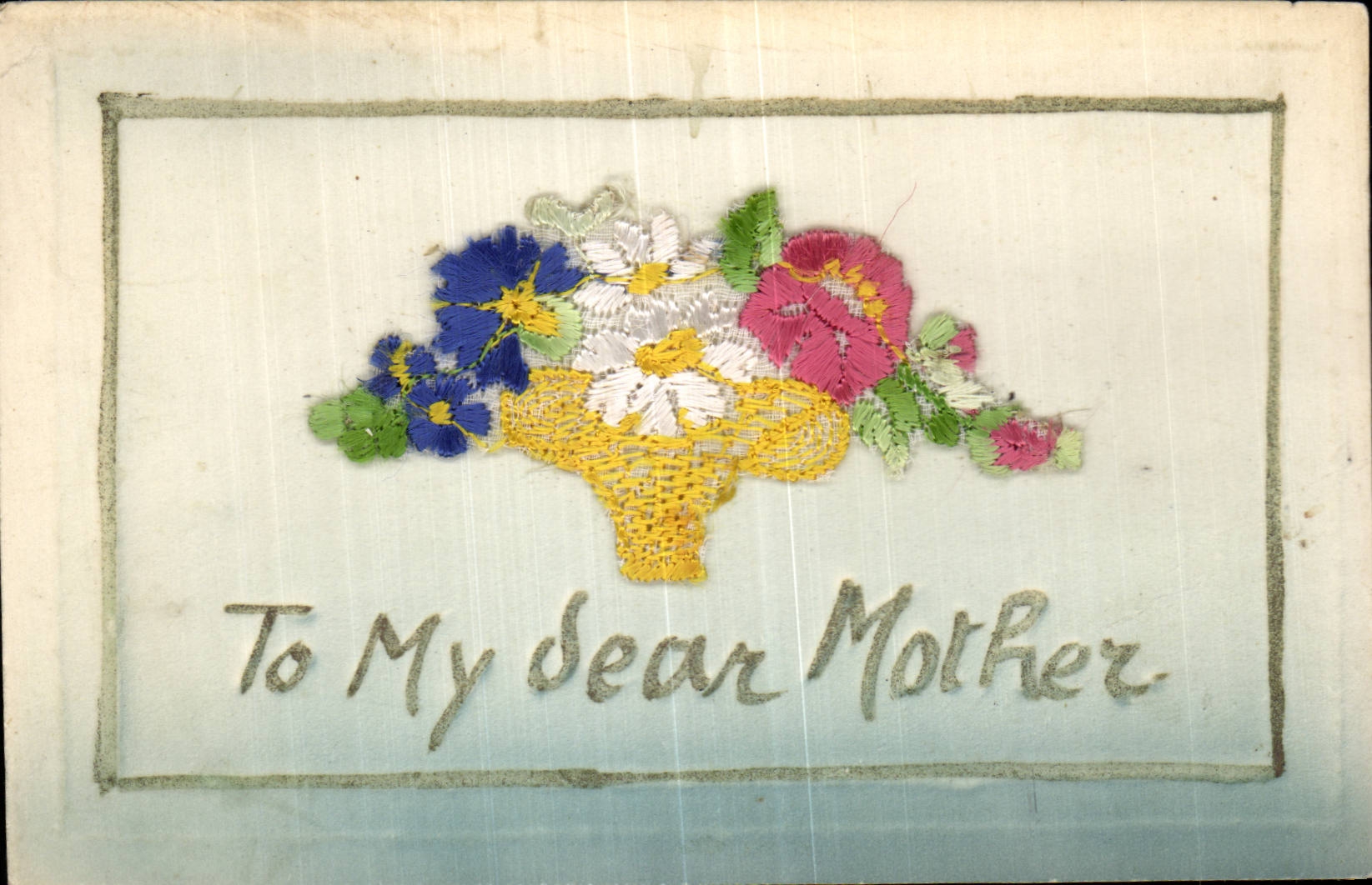 CPA Fantaisie fleurs brodees To my dear mother 