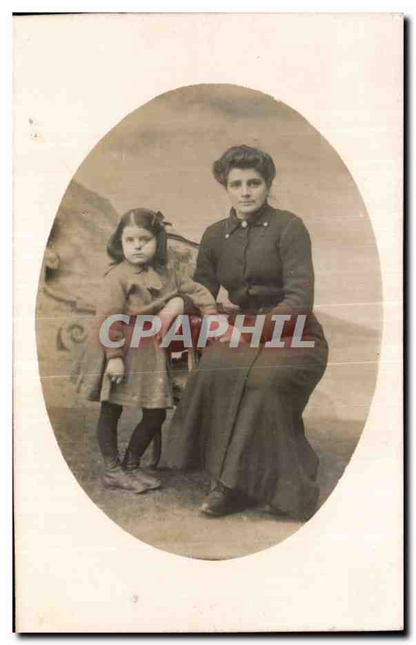 CARTE PHOTO Femme et enfant Villers sur Mer 