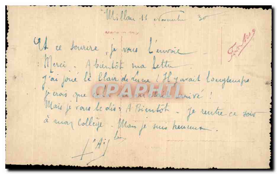 CARTE PHOTO Enfant Garcon Millau 1930 — Verso