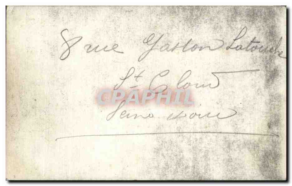 CARTE PHOTO Enfant Saint Cloud  — Verso