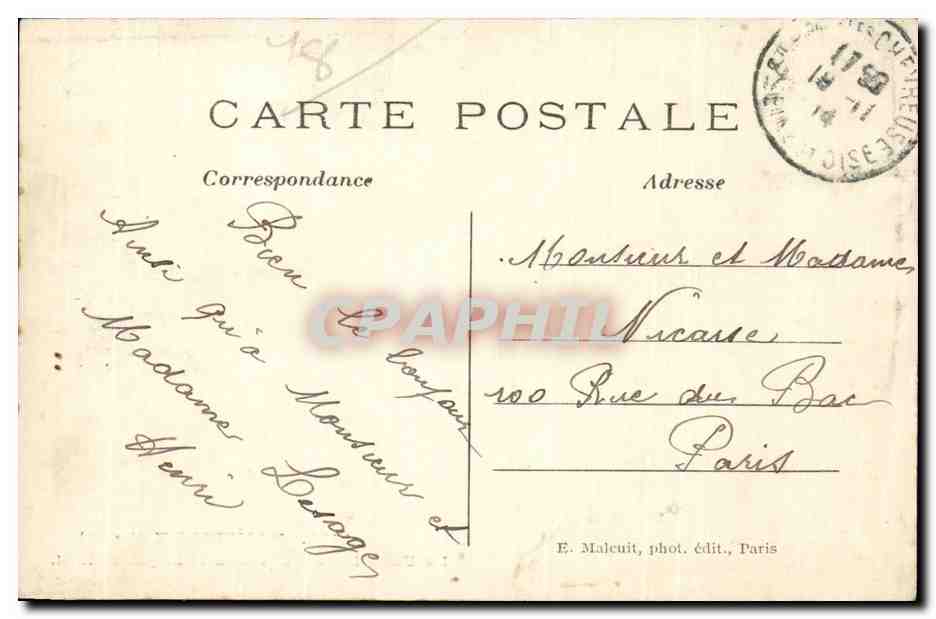 Dampierre (S.-et-O.) — La Fontaine du Château et l'Église — E. M. — Rückseite