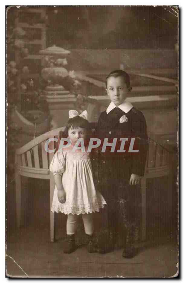 Fantaisie - Enfants - Brother and sister CARTE PHOTO -