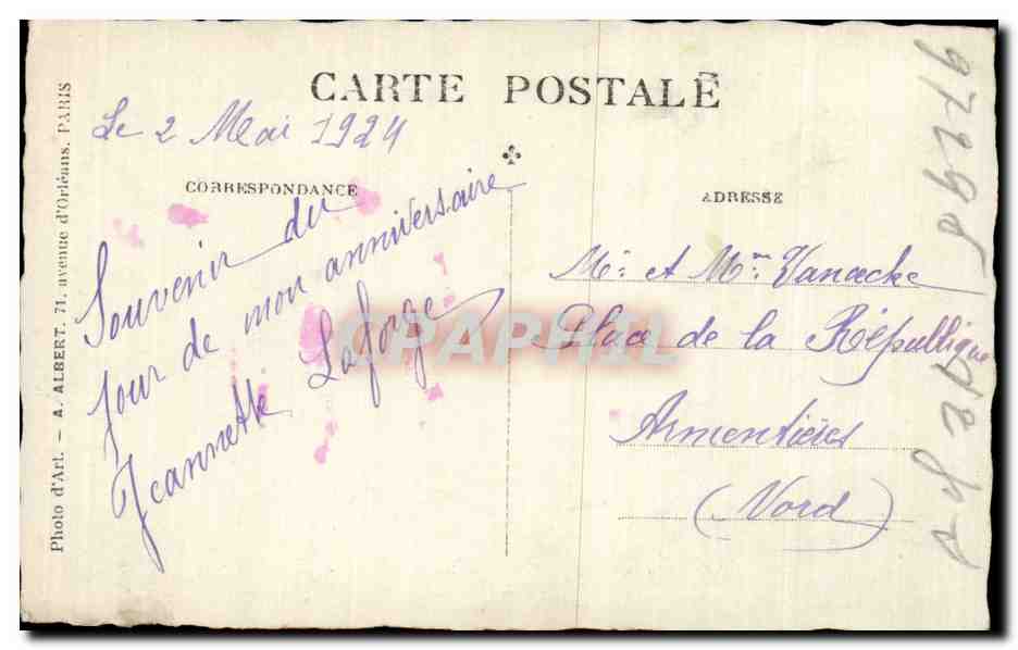 Fantaisie - Enfants - bebe - baby sitting in chair CARTE PHOTO  — Verso