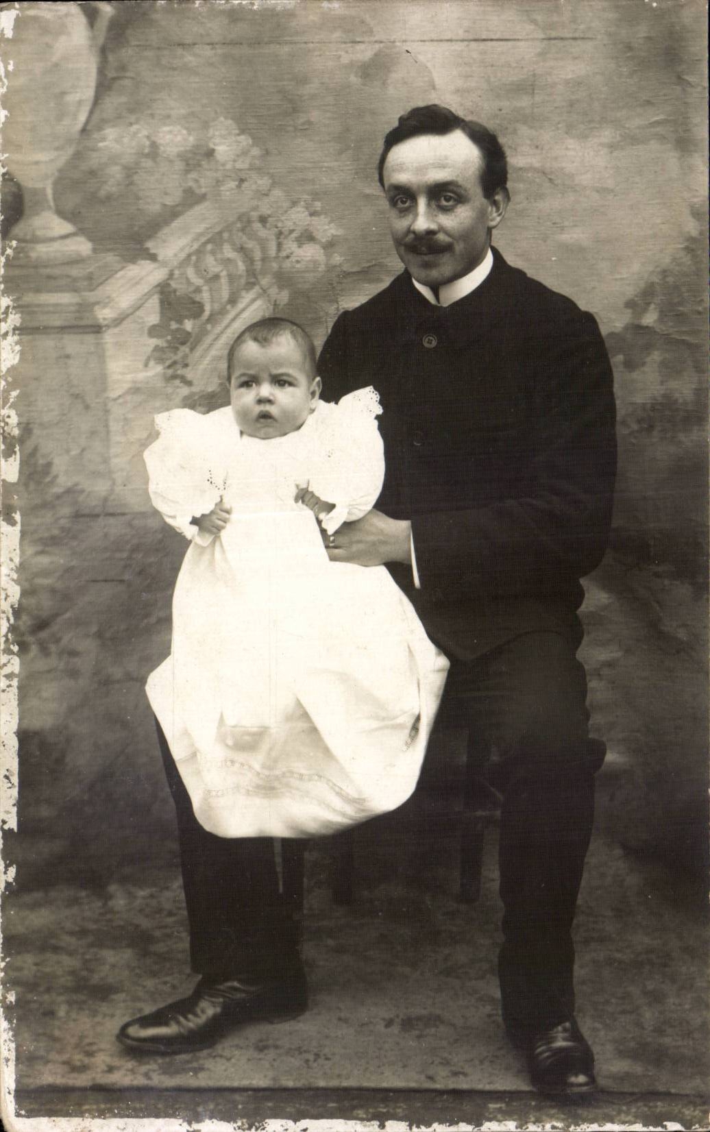 Fantaisie - Enfants - Proud father and baby - bebe CARTE PHOTO 