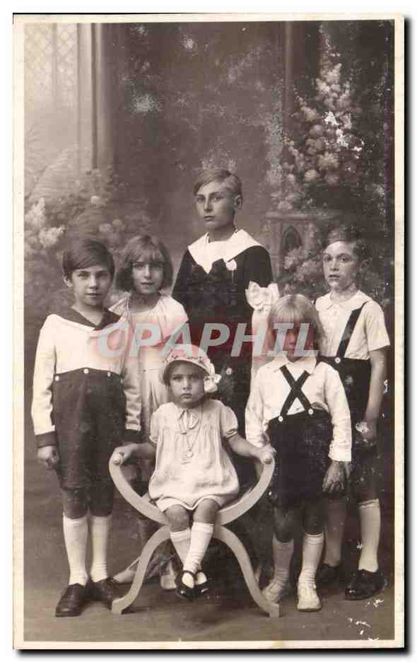Fantaisie - Enfants - family of six children CARTE PHOTO 