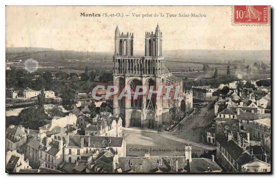 Mantes (S.-et-O.) — Vue prise de la Tour Saint-Maclou — Collection Lanchantin - Reproduction