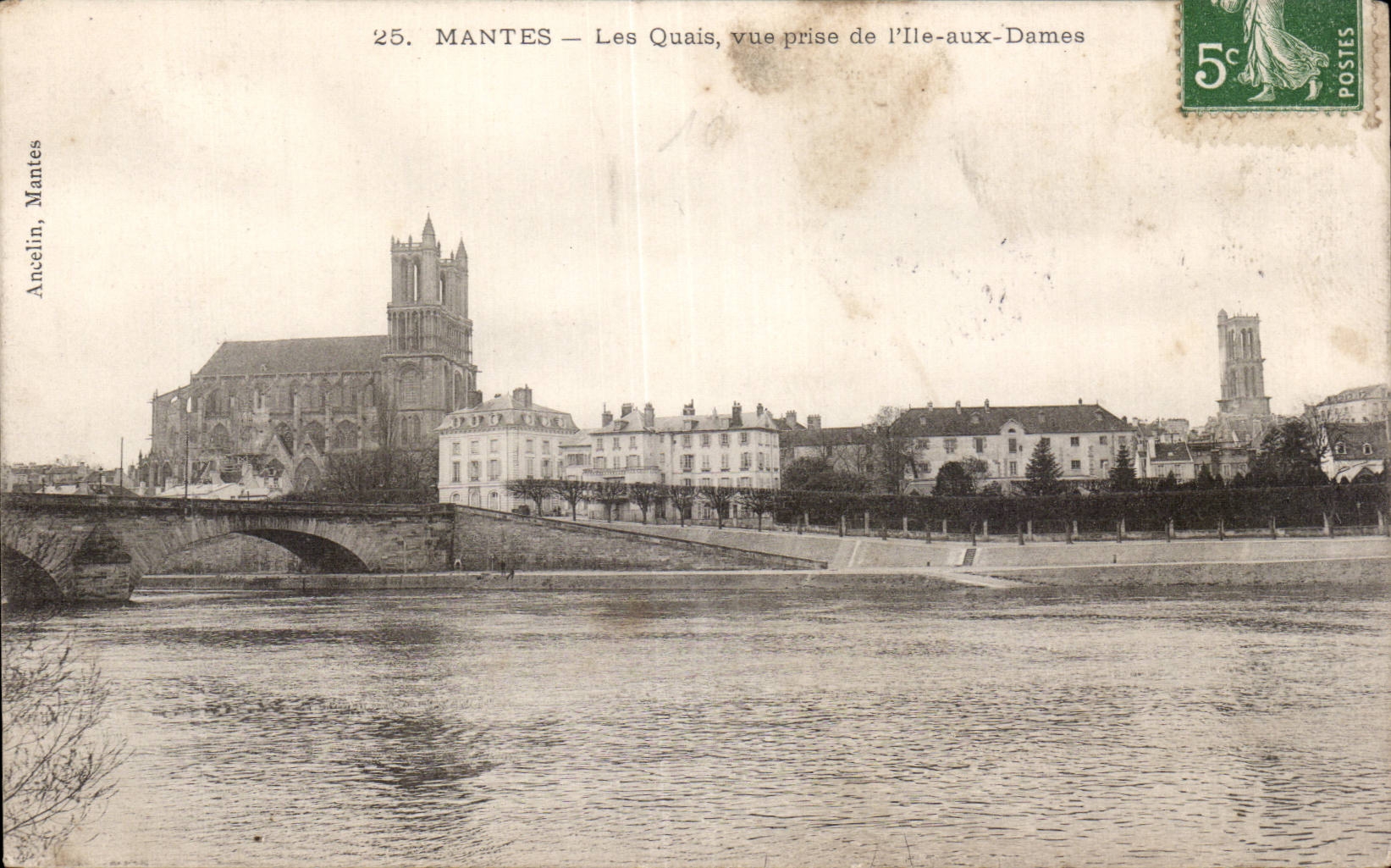 MANTES — Les Quais, vue prise de l'Île-aux-Dames — Ancelin, n°25