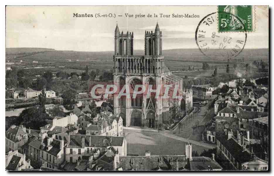 Mantes la Jolie - Panorama vu de la Tour Saint Maclou - CPA 