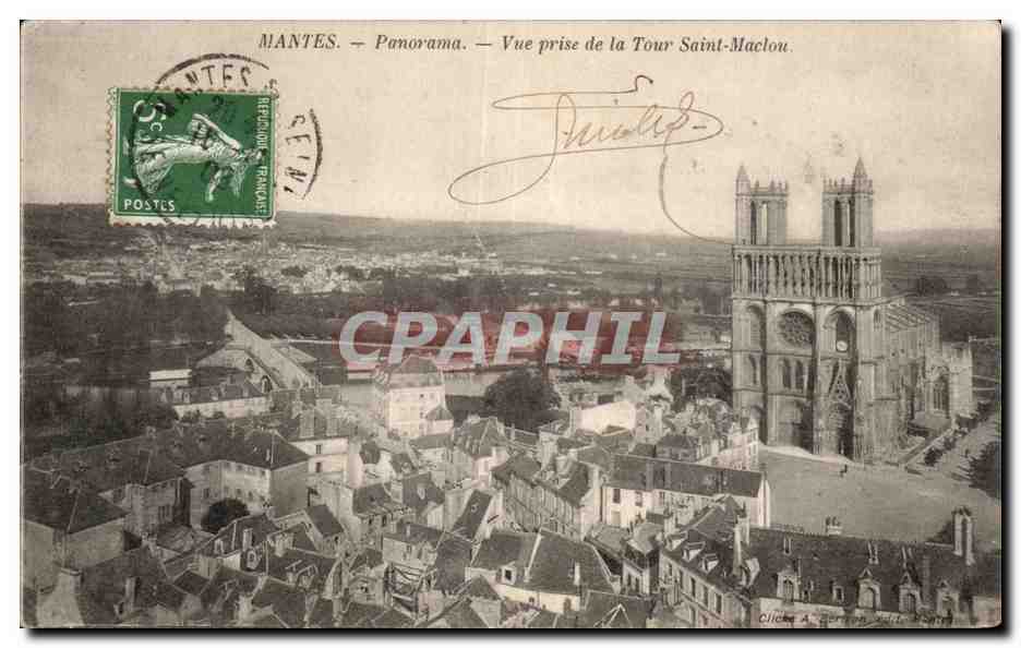 Mantes - Vue prise de la Tour Saint Maclou - CPA 