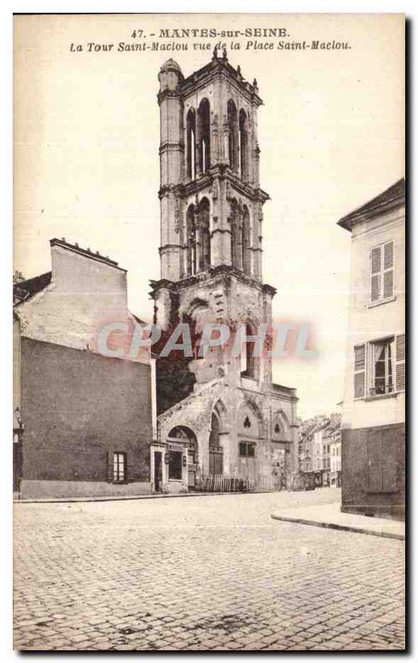 Mantes sur Seine - La Tour Saint Maclou - La Place - CPA 