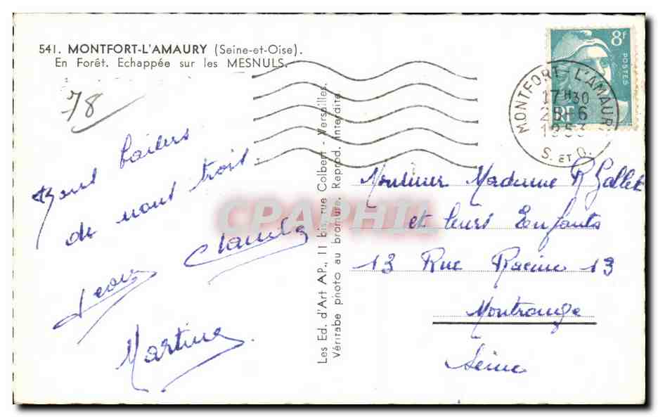 Wald von Échappée über die Mesnuls — Montfort-l'Amaury — Éd. d'Art, Paris — Rückseite