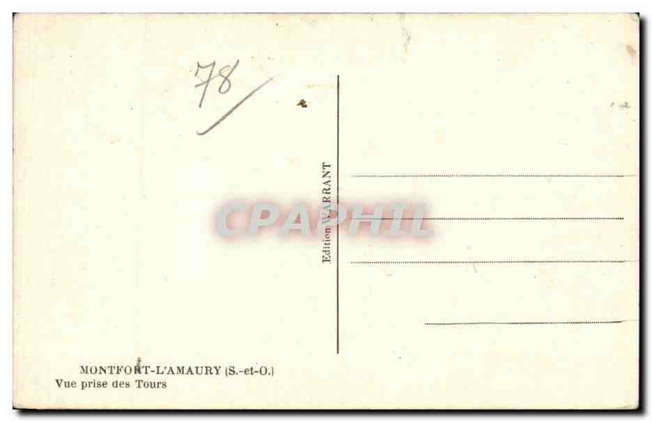 Montfort-l'Amaury — vue prise des Tours — Edition Warrant — Verso