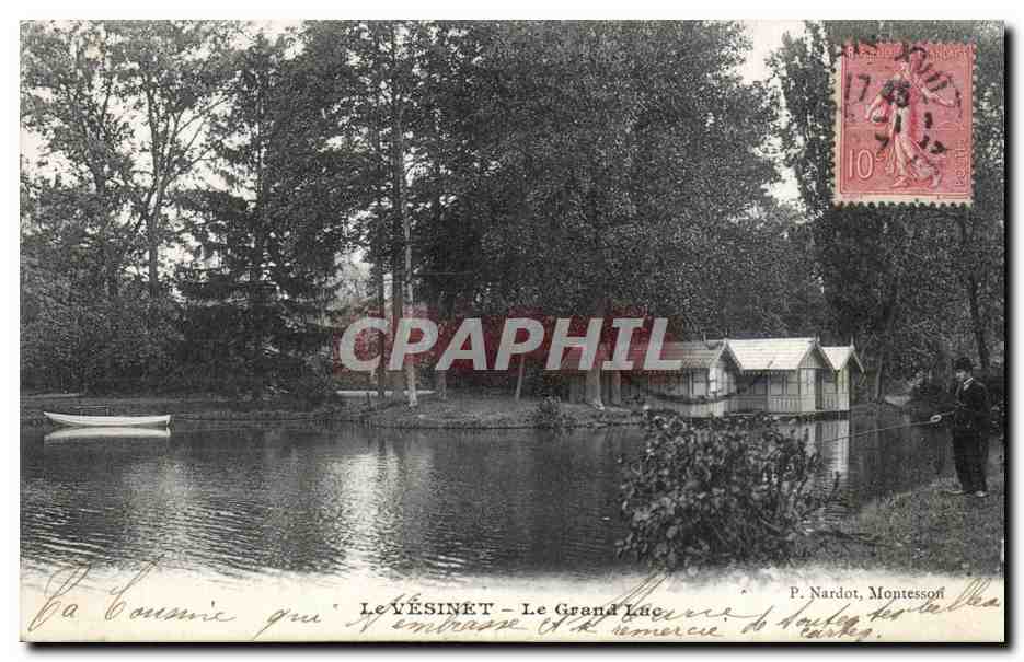 CPA Le Vesinet Le grand lac Pecheur