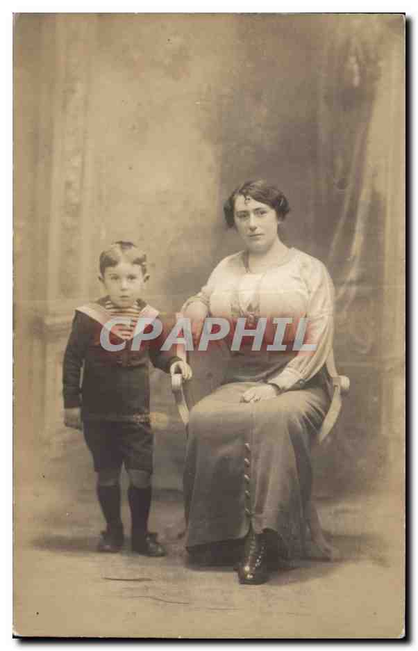 CARTE PHOTO Folklore Costume Femme et enfant
