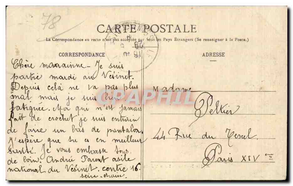 CPA Le Vesinet ASile national Une allee du parc — Rückseite