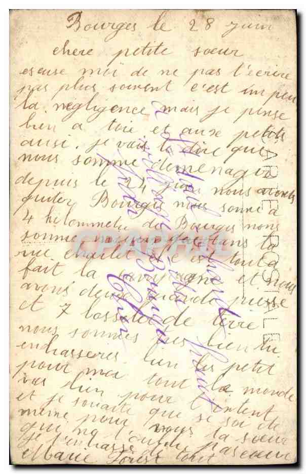 CARTE PHOTO Folklore Costume Femme Bourges — Verso