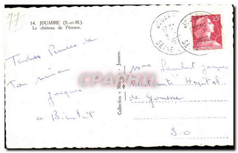 Le château de Péreuse — Jouarre (S.-et-M.) — Collection « Militaire » Jouarre — Verso