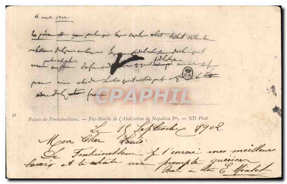 Paleis van Fontainebleau — Fac-simile van de Afscheidsverklaring van Napoleon I — ND Phot