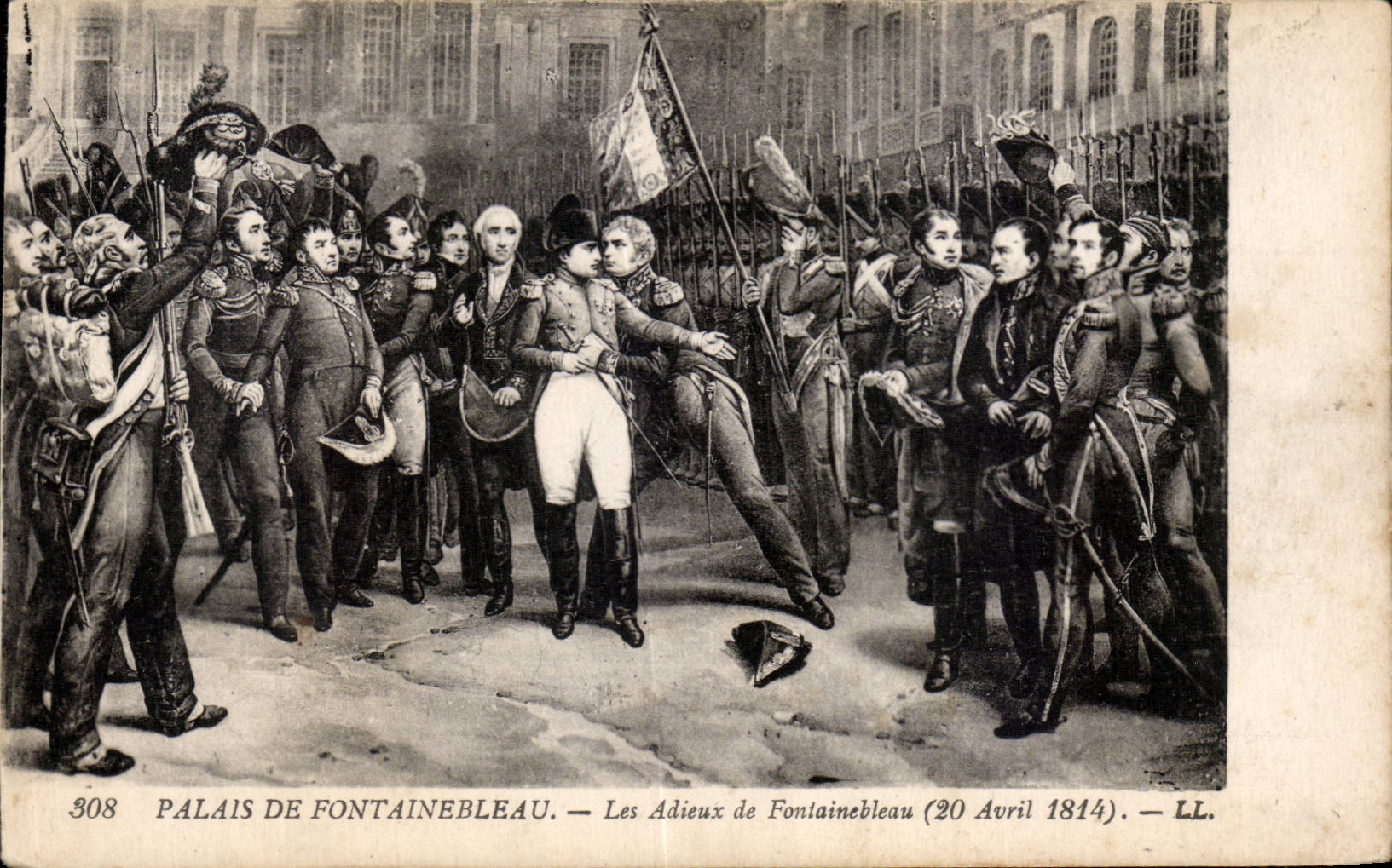 Palais de Fontainebleau — Les Adieux de Fontainebleau (20 Avril 1814) — LL.