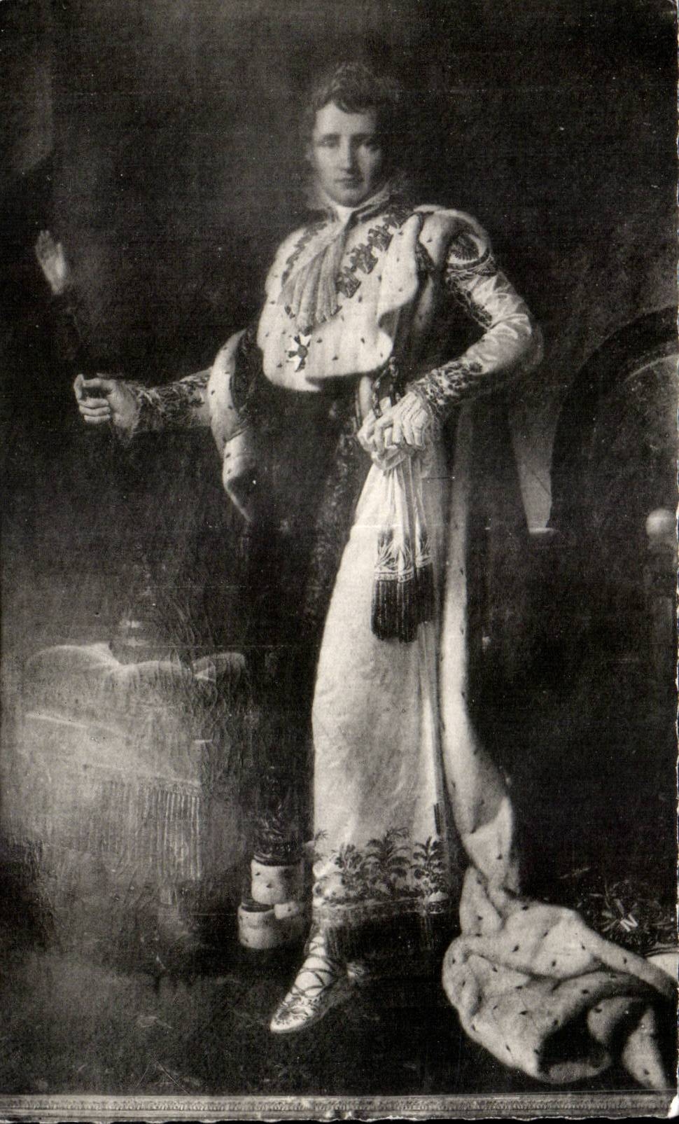 Napoléon Ier en Costume de Sacre — Tableau de David — Imp. Photo L. Mélaud, Fontainebleau