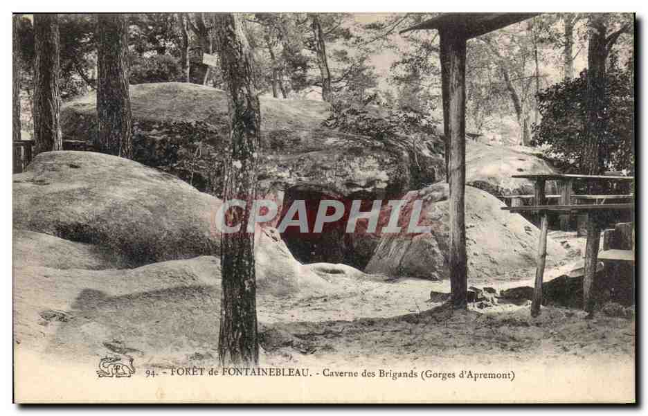Bosque de Fontainebleau — Cueva de los Bandidos (Gargantas de Apremont) — editor no identificado, n° 94