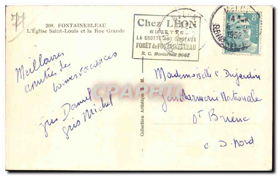 Kirche Saint-Louis und Grande Straße — Fontainebleau — Verlag Chez Léon Buettre — Rückseite