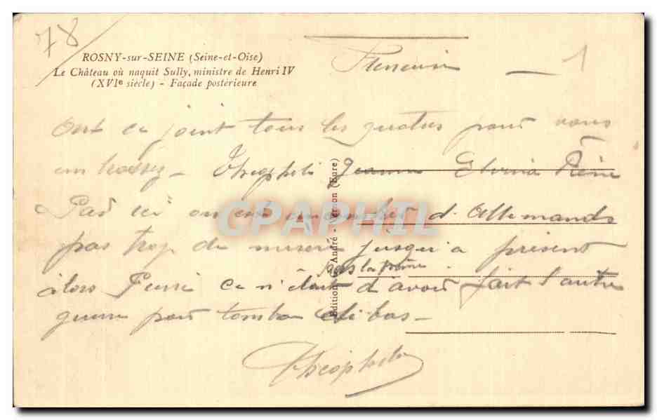 CPA Rosny sur Seine Le chateau ou naquit Sully ministre de Henri IV  — Back