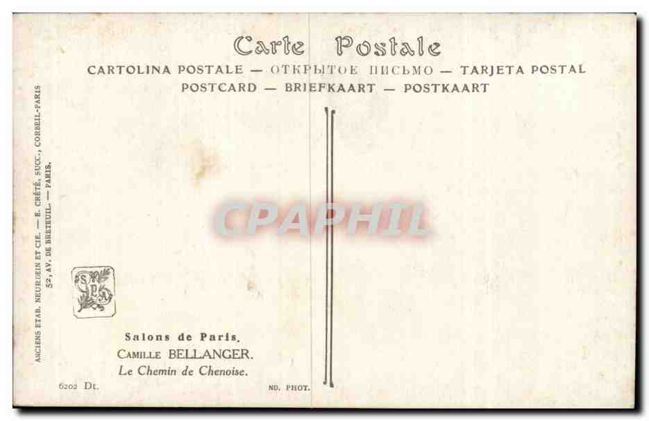 CPA Salons de Paris Camille Bellanger Le chemin de Chenoise — Verso