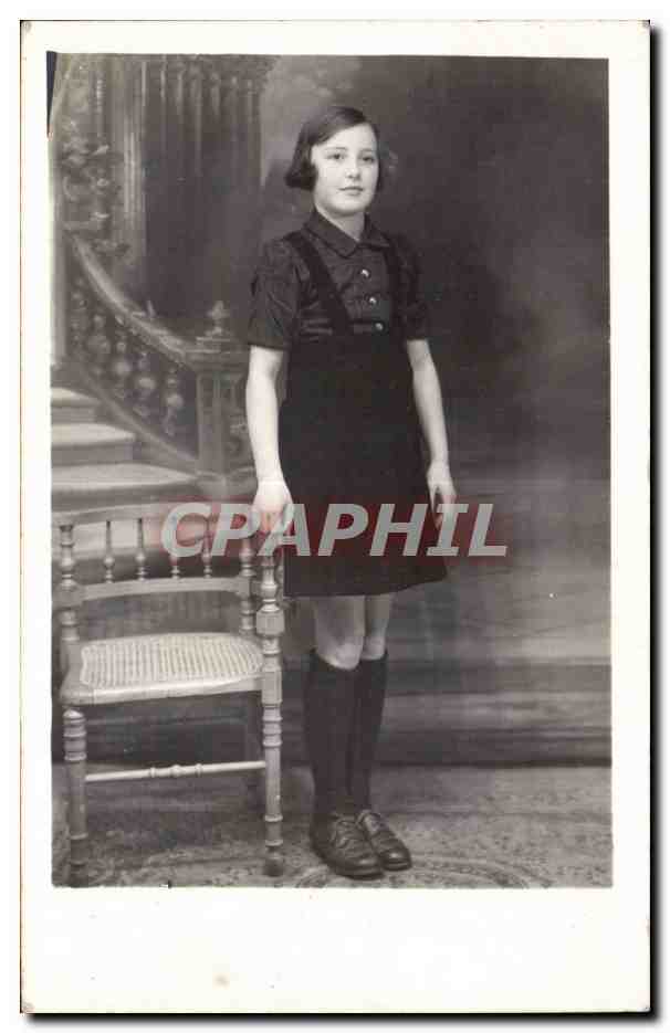 CARTE PHOTO Folklore Costume Jeune fille