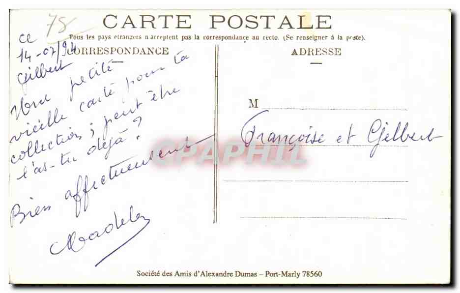Port-Marly - Château de Monte Cristo ancienne demeure d'Alexandre Dumas — Rückseite